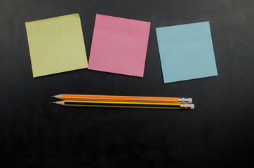 School office supplies including board. Copy space for text