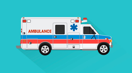 Emergency ambulance vector illustration.Ambulance car in flat design style.Vector illustration