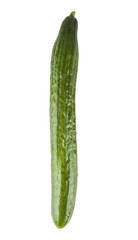 Green fresh cucumber on a white background