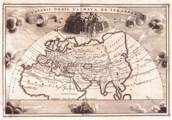 1700, Cellarius Map of Asia, Europe and Africa according to Strabo