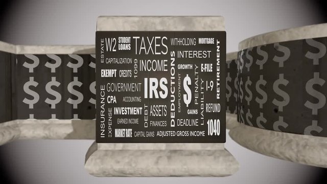 IRS File Now Tax Animation with Word Cloud