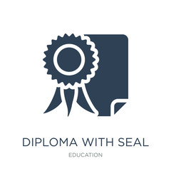 diploma with seal icon vector on white background, diploma with