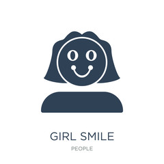 girl smile icon vector on white background, girl smile trendy fi