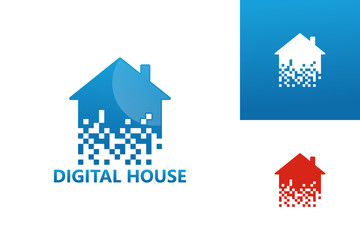Pixel Digital House Logo Template Design Vector, Emblem, Design Concept, Creative Symbol, Icon