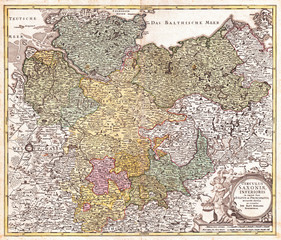 1730, Homann Map of Lower Saxond, Berlin Lubeck, Hamburg, Bremen