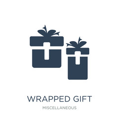 wrapped gift icon vector on white background, wrapped gift trend