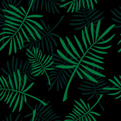 Naklejka na ściany i meble Dark fern seamless pattern. tropical vector illustration