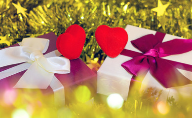 Holiday gifts for a loved one with hearts for Valentine's day, wedding or birthday_