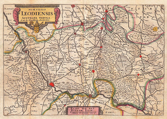 1747, La Feuille Map of Liege, Belgium, Leodiensis
