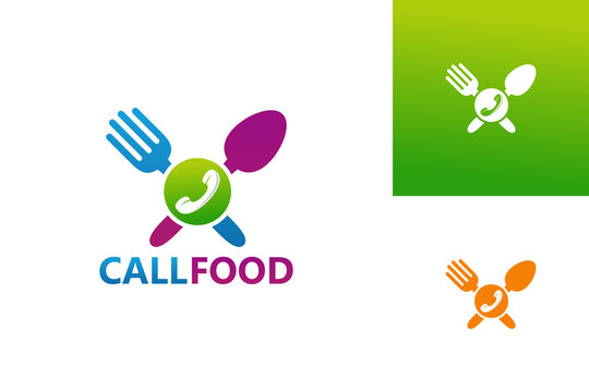 Food Phone Call Logo Template Design Vector, Emblem, Design Concept, Creative Symbol, Icon