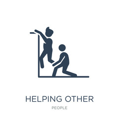 helping other to jump icon vector on white background, helping o
