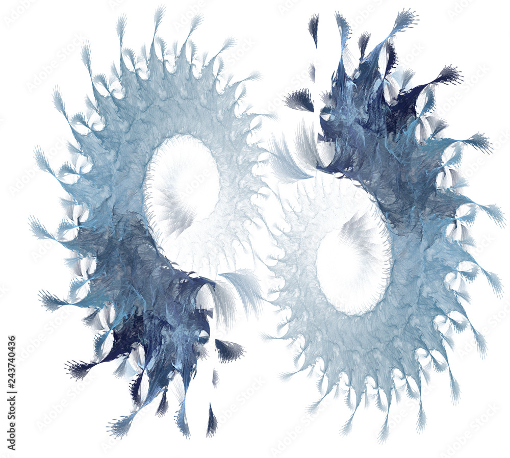 Poster an abstract computer generated modern fractal design on white background.