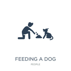 feeding a dog icon vector on white background, feeding a dog tre
