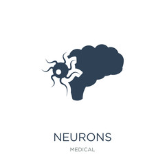 neurons icon vector on white background, neurons trendy filled i