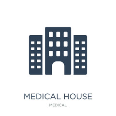 medical house icon vector on white background, medical house tre