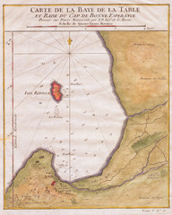 1763, Bellin Map of Cape Town, Cape of Good Hope South Africa