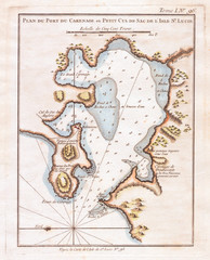 1764, Bellin Map of Port du Carenage, St. Lucia, West Indies