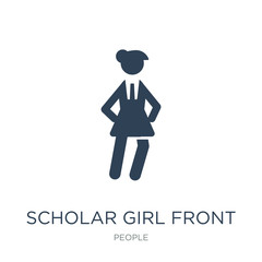 scholar girl front icon vector on white background, scholar girl
