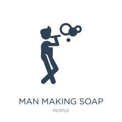 man making soap bubbles icon vector on white background, man mak