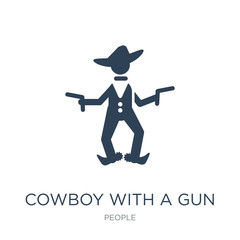 cowboy with a gun icon vector on white background, cowboy with a