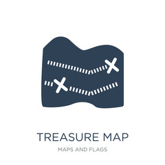 treasure map with x icon vector on white background, treasure ma