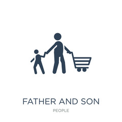 father and son shopping icon vector on white background, father