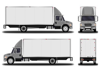 realistic truck. front view; side view; back view.