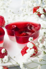 Dessert. Jelly. Red hearts. Love and sweet concept. Valentine day.