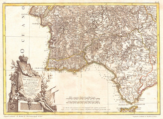 1775, Zannoni Map of Southern Portugal, the Algarve, and Seville