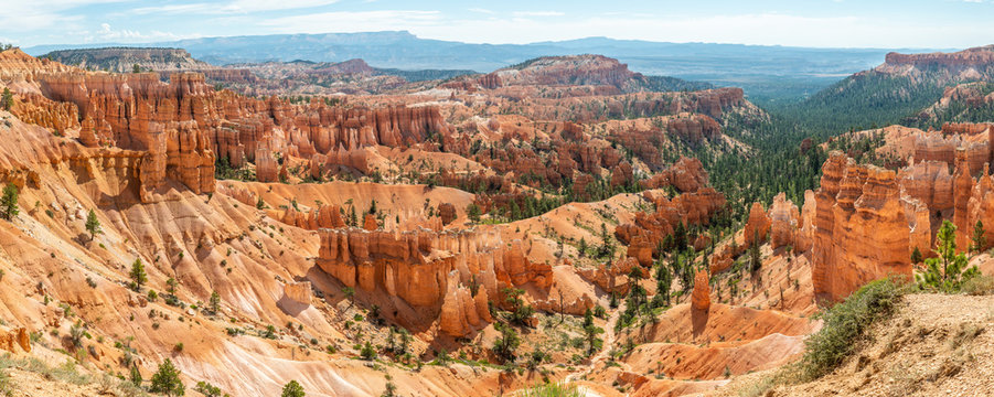 Panorama view of Bryce Amphitheater from Sunrise Point of Bryce Canyon National Park, Utah