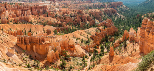 Panorama view of Bryce Amphitheater from Sunrise Point of Bryce Canyon National Park, Utah