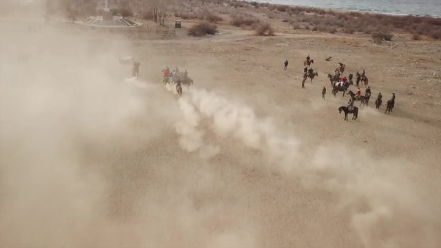 Nomads game Kok Boru kyrgyz national sport aerial survey Kyrgyzstan