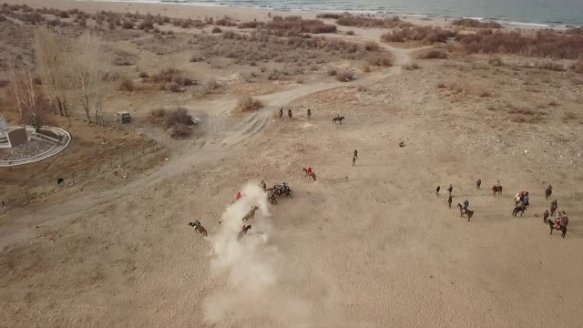 Nomads game Kok Boru kyrgyz national sport aerial survey Kyrgyzstan