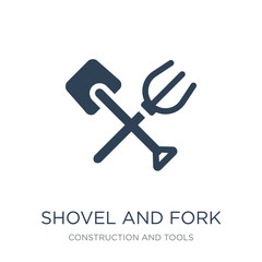 shovel and fork icon vector on white background, shovel and fork