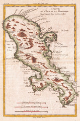 Naklejka premium 1780, Raynal and Bonne Mapa Martinique, West Indies, Rigobert Bonne 1727-1794, jeden z najważniejszych kartografów końca XVIII wieku