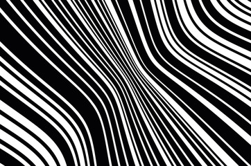 Optical art background. Wave design black and white