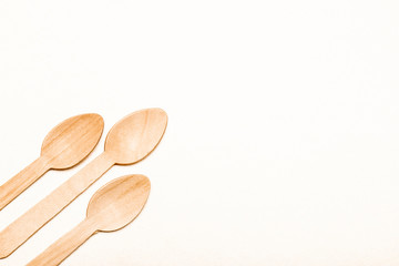Eco-friendly disposable utensils made of bamboo wood and paper Wooden spoon