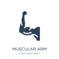 Fototapeta premium muscular arm icon vector on white background, muscular arm trend