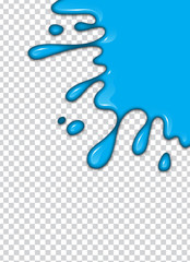 Blue paint splash with transparency background. Vector illustration.