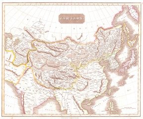 Fototapeta na wymiar 1814, Thomson Map of Tartary, Mongolia, Tibet , John Thomson, 1777 - 1840, was a Scottish cartographer from Edinburgh, UK