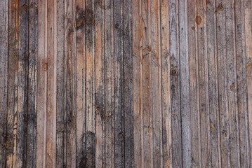 gray brown wooden texture from a row of planks in a fence wall