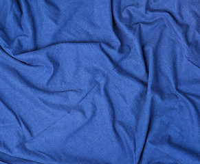 Fragment of a blue  synthetic fabric for sportswear