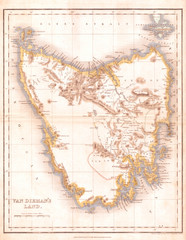 1837, Dower Map of Van Dieman's Land or Tasmania