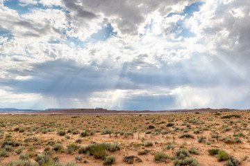 Scenic ladnscape with god-rays after a storm in Utah
