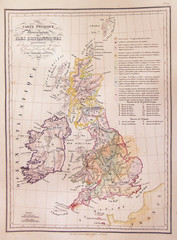 1837, Malte-Brun Map of the British Isles, England, Scotland, Ireland