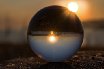 Sunrise in glass ball