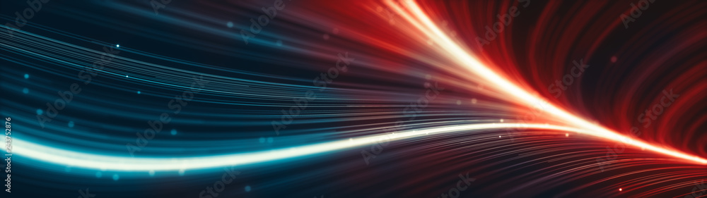 Aufkleber abstract creative modern colorful ultra wide background. neon glowing twisted cosmic lines. beautifu