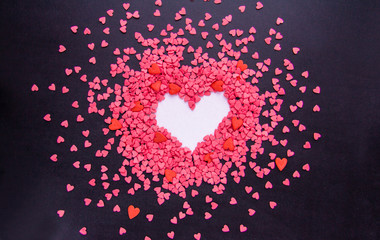 Valentines Day Postcard from Candy hearts on Dark background