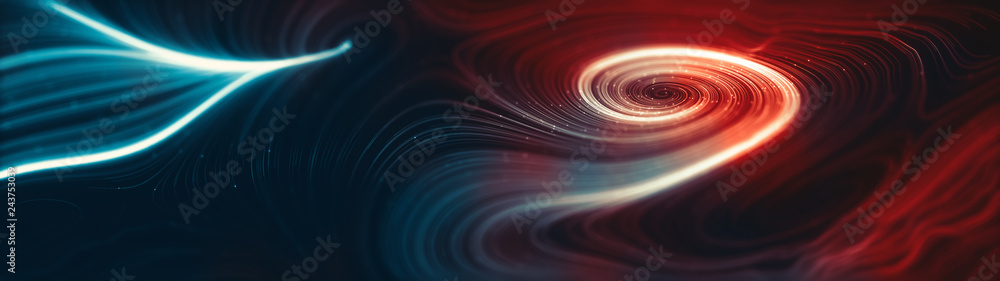 Aufkleber abstract creative modern colorful ultra wide background. neon glowing twisted cosmic lines. beautifu