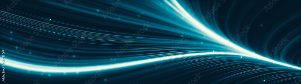 Aufkleber abstract creative modern ultra wide background. neon glowing twisted cosmic lines. beautiful swirls,